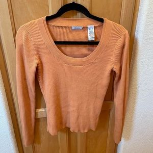 Women’s Liz & Co Orange Long Sleeve Scoop Neck Top size small